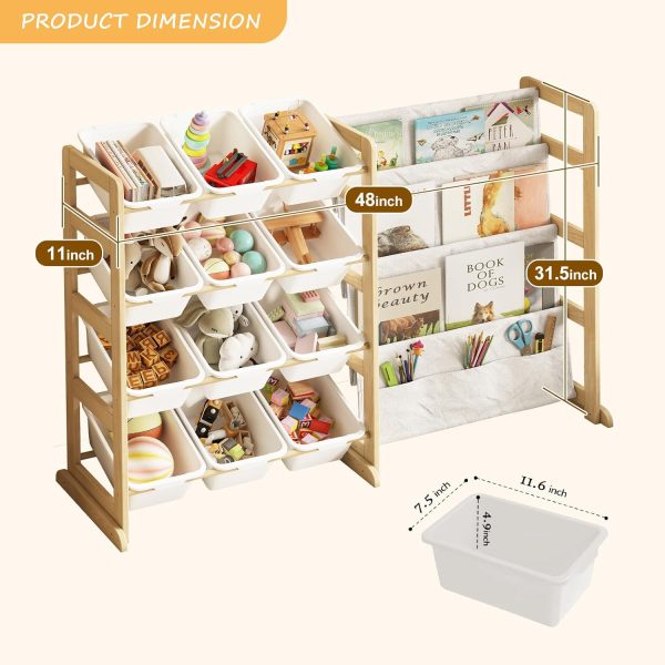 Kids Toy Organizer EXPERLAM Modern Pine Shelf-2