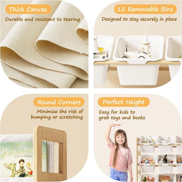 Kids Toy Organizer EXPERLAM Modern Pine Shelf-4