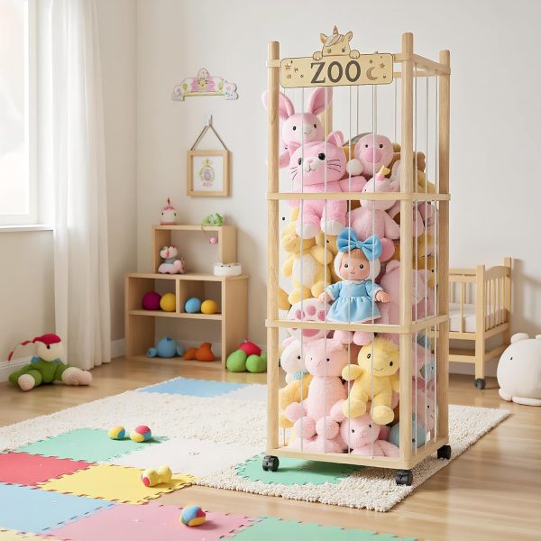 Vecxoty Wooden Stuffed Animal Storage Tower-3