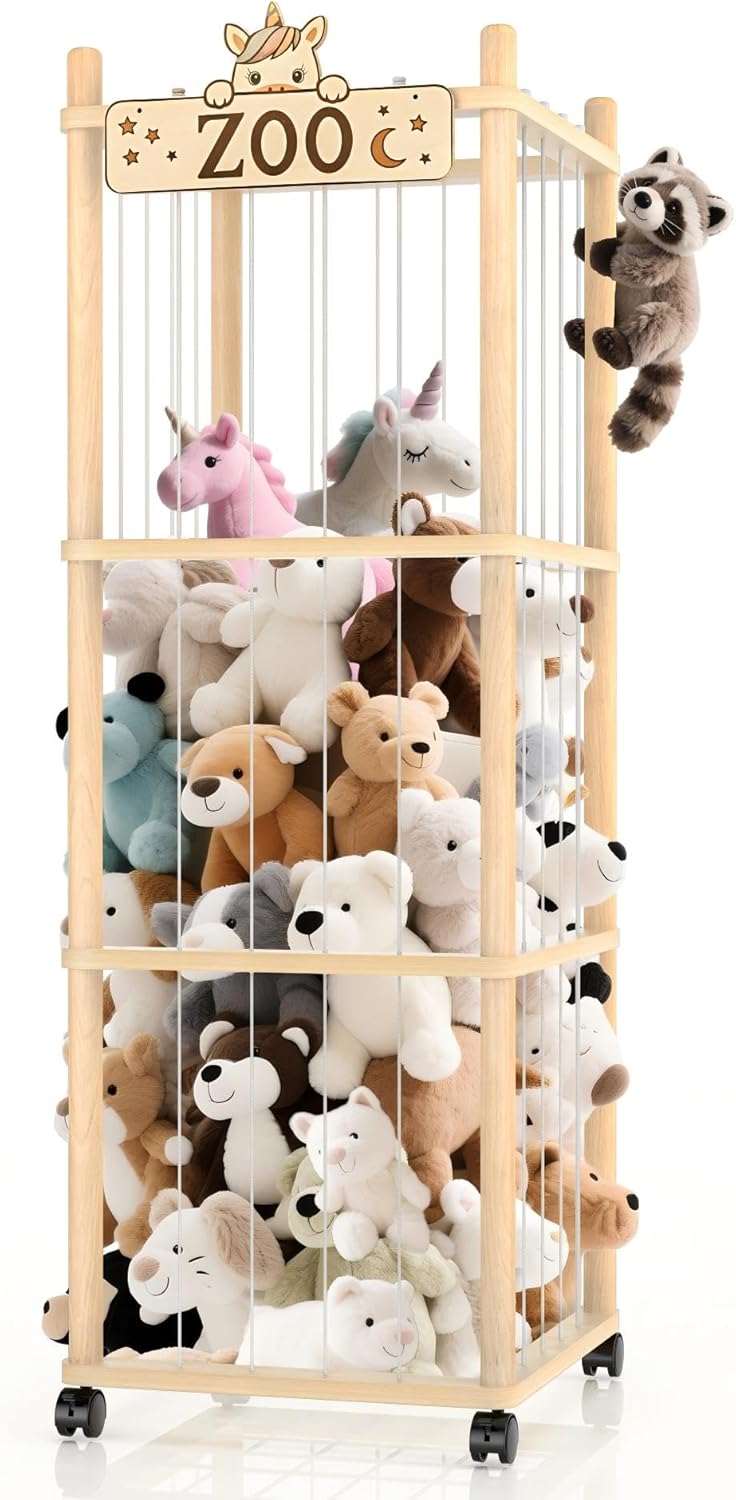 Vecxoty Wooden Stuffed Animal Storage Tower