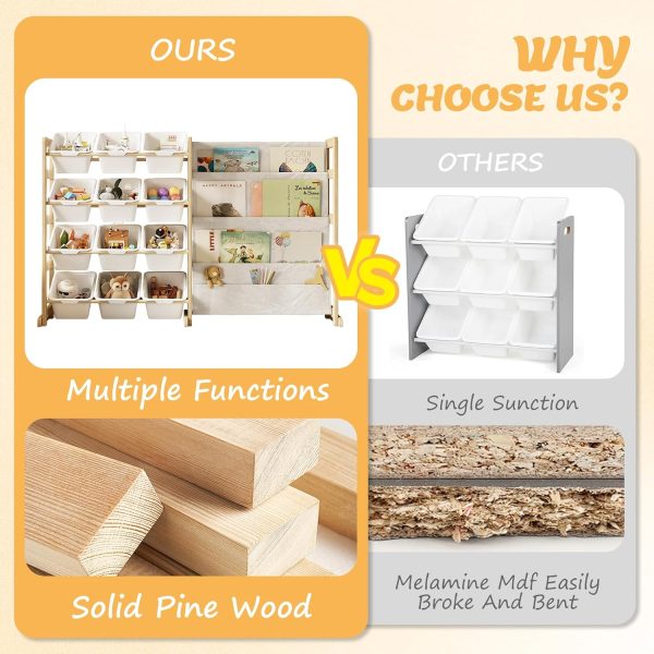 Kids Toy Organizer EXPERLAM Modern Pine Shelf-3