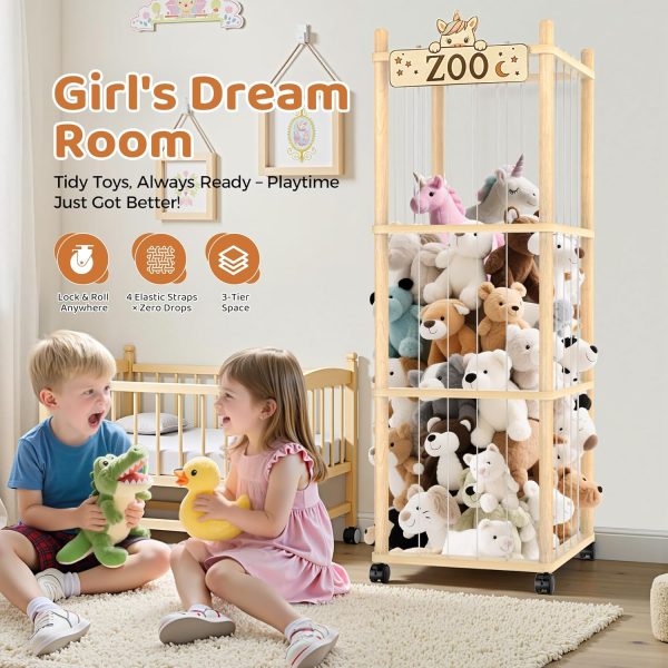 Vecxoty Wooden Stuffed Animal Storage Tower-2