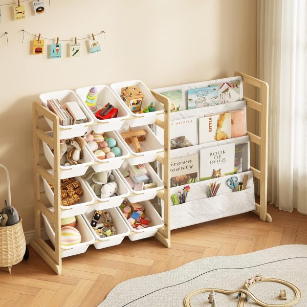 Kids Toy Organizer EXPERLAM Modern Pine Shelf-7