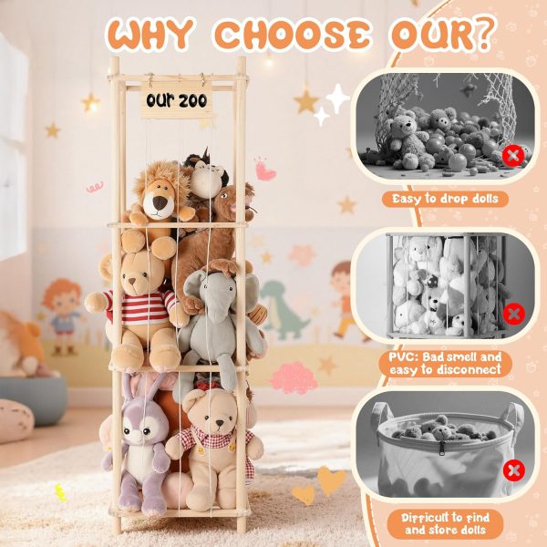 Stuffed Animal Storage LAMU Wooden Organizer Kids-4