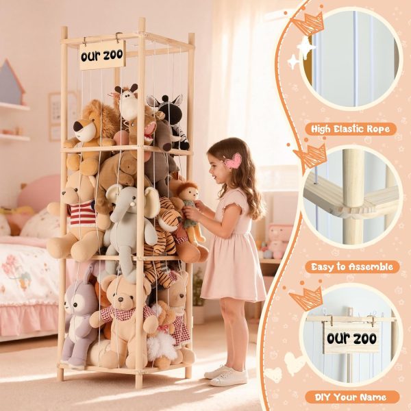 Stuffed Animal Storage LAMU Wooden Organizer Kids-2
