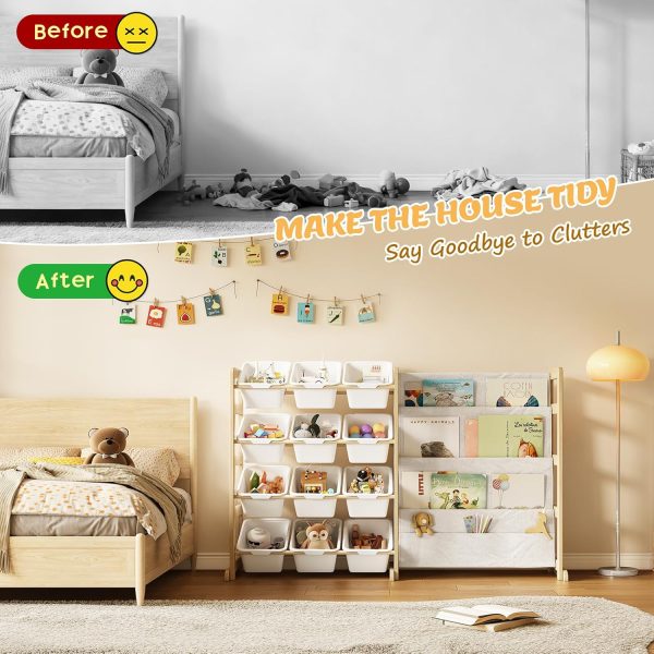 Kids Toy Organizer EXPERLAM Modern Pine Shelf-6
