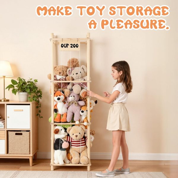 Stuffed Animal Storage LAMU Wooden Organizer Kids-7