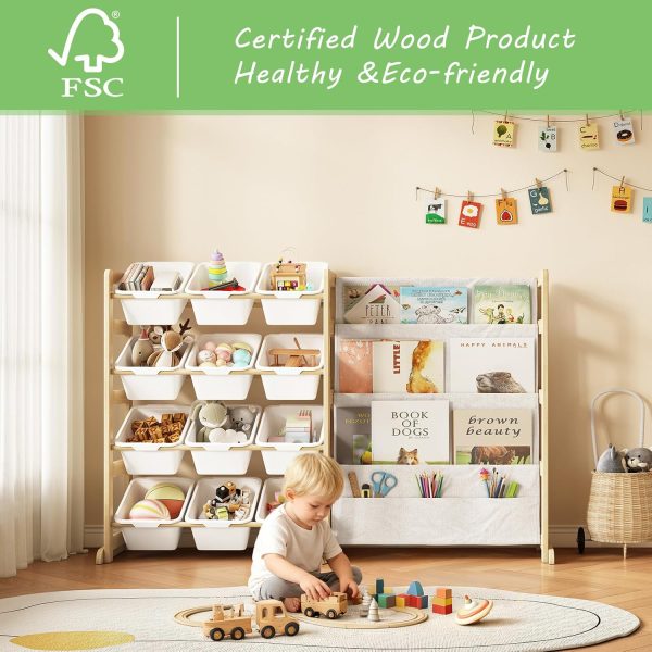 Kids Toy Organizer EXPERLAM Modern Pine Shelf-1