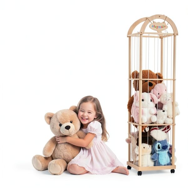 Quewoll Wooden Plush Toy Storage Organizer-1
