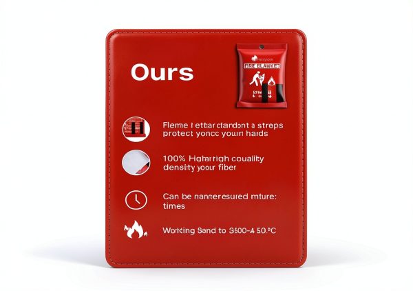 Emergency Fire Blanket Lancryen 40x40 Red 1 Pack Fiberglass-5