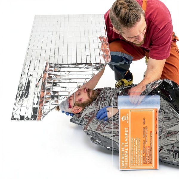 Emergency Mylar Thermal Blanket QIO CHUANG 4-Pack Orange 84x55in-2