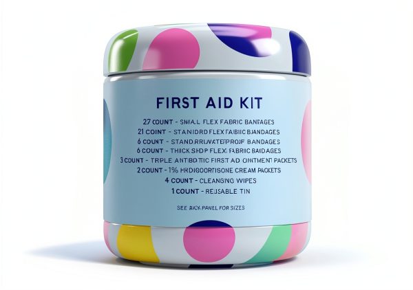 Welly First Aid Kit - Adhesive Bandages in Flexible Fabric and Waterproof, Singe Use Ointments (Triple Antibiotic, Cleansing Wipes and Hydrocortisone) - 70 Count-5
