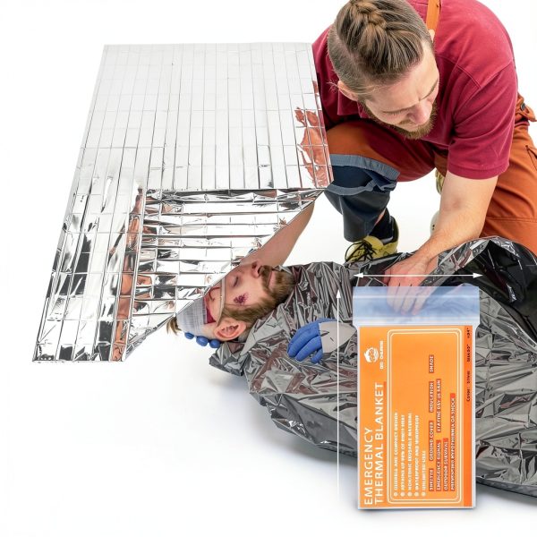 Emergency Mylar Thermal Blanket QIO CHUANG 4-Pack Orange 84x55in-1