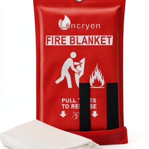 Emergency Fire Blanket Lancryen 40x40 Red 1 Pack Fiberglass-0