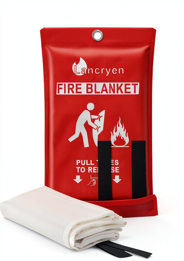 Emergency Fire Blanket Lancryen 40x40 Red 1 Pack Fiberglass-0