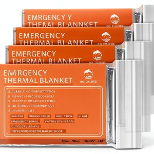 Emergency Mylar Thermal Blanket QIO CHUANG 4-Pack Orange 84x55in-0