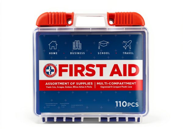 First Aid Kit 110 pc by Be Smart Get Prepared Case with 100 Items-0