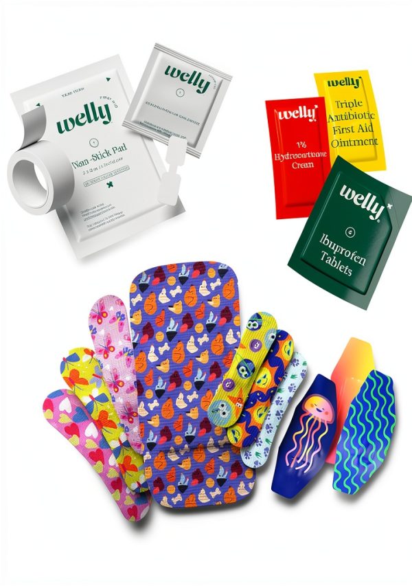 Welly First Aid Kit - Waterproof Bandages, Tape, Ibuprofen - 130 Count-3